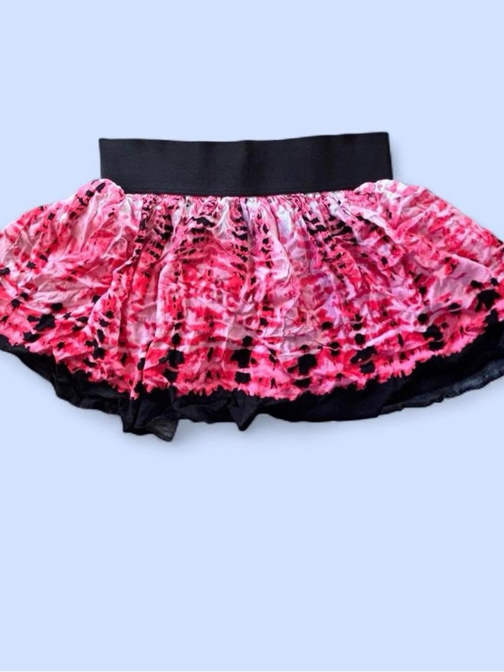 Vintage Forever 21 Pink & Black Tie dye Flowy Mini Skirt ~ Size M/L